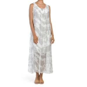 New! BELLA AMBRA Women's Made in Italy Silk Blend Tie Dye Maxi Dress